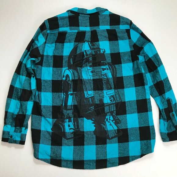 Star Wars Other - STAR WARS Graphic R2-D2 Men Multi-Color Cotton Plaid 2XL Designer Rare Shirt